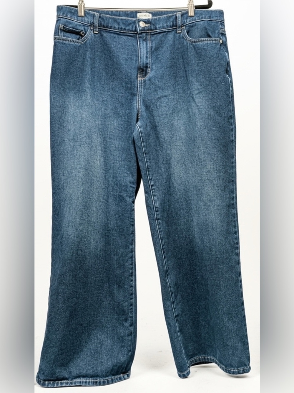 WONDERLY HIGH RISE WIDE LEG-Size 18W-Medium Blue Wash, Deep Pockets Jeans